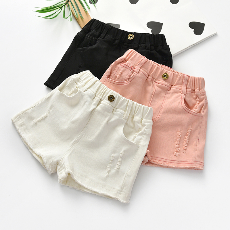 Cô gái mùa thu và mùa đông quần short denim đen trắng bốn mùa cotton-cha mẹ phiên bản Hàn Quốc của bé trai siêu quần hot siêu co giãn váy trẻ em