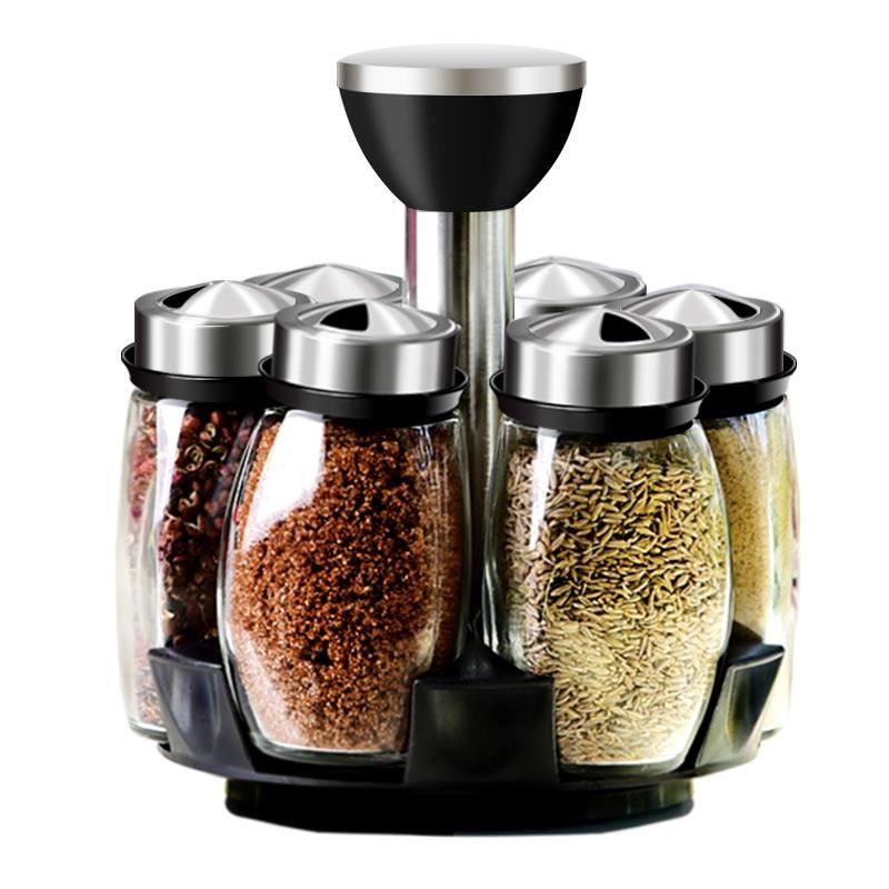 Rotating American Seal Hotel Kitchen MSG Seasoned Jars Spices Rotating Sauce Bottle With Perforated Glass Dining Car Home