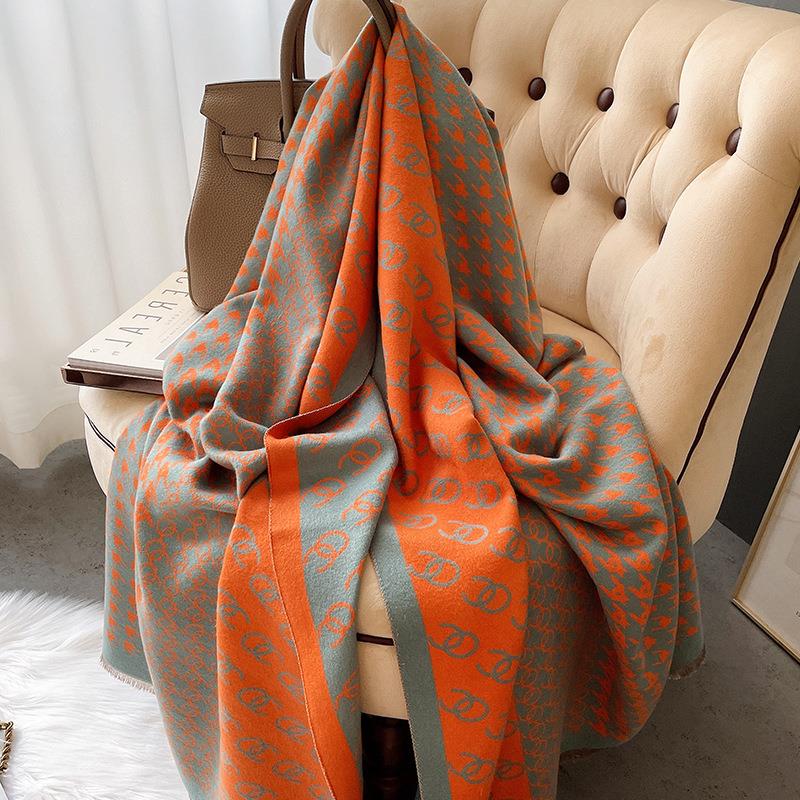 Japanese ZD scarf female 2022 new thickening warm around neck and Korean edition of cashmere air conditioning room shawl with dual use