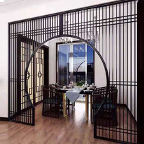 Custom-made solid wood new Chinese-style modern living room moon cave door Chinese-style arch partition Bogu rack antique moon door decoration