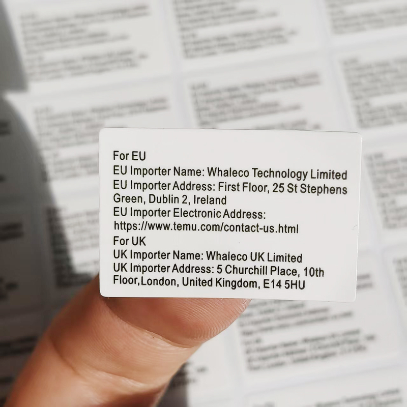 5000 Temu New Regulations Import Labels, Upgraded Laminated Version, Eu and Uk Importer Information Labels, Waterproof Stickers