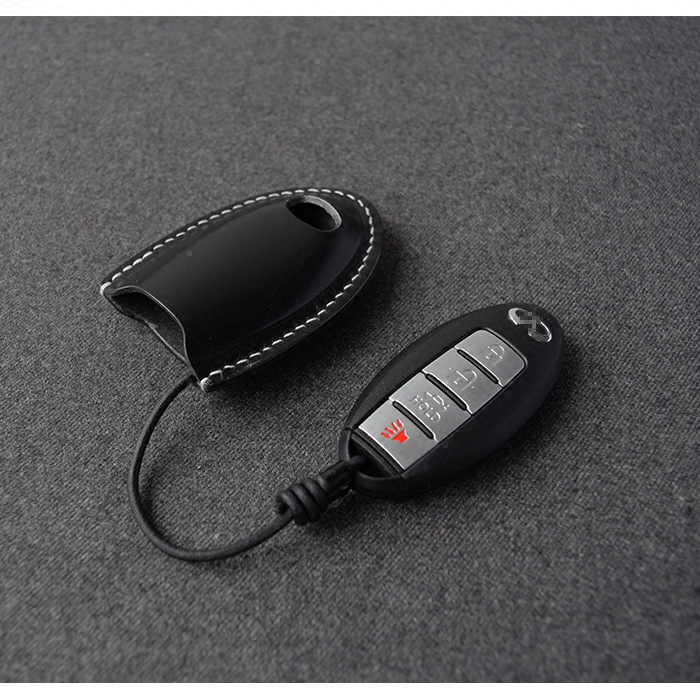 Infiniti Nissan car key bag genuine leather hollowed out car key case leather rope style handmade top layer cowhide