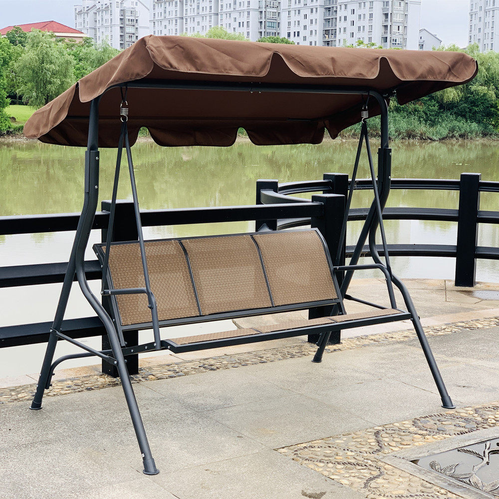 Outdoor three-person hanging chair villa balcony garden swing adult hanging basket outdoor rocking chair three-position swing chair