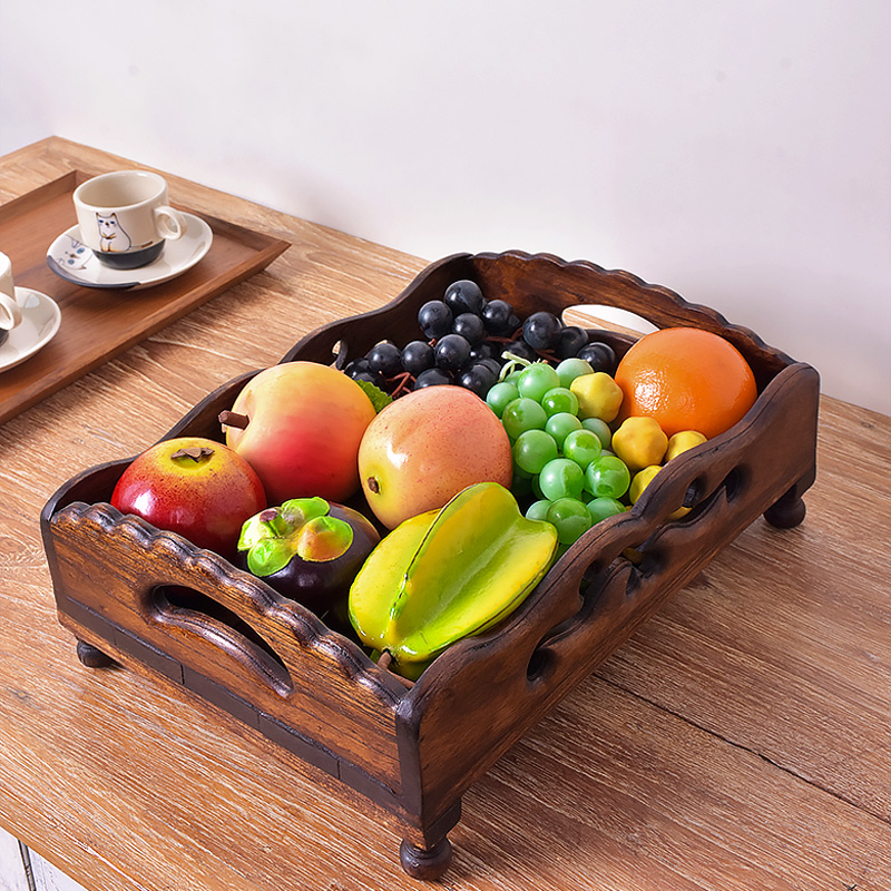 Fruit plate home 2022 new wooden Chinese style Southeast Asian creative solid wood dried fruit plate living room coffee table desktop storage