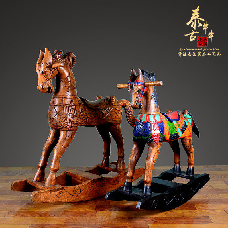 Shaking horse can take a trojan child to shake horse wood and wood wood baby rocking chair six-one gift