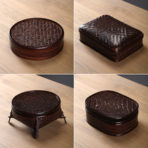 Bamboo woven Japanese lacquer Retro food box storage basket Round tea set storage box with lid Lacquerware gift basket Portable basket