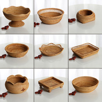 Vietnam rattan fruit plate fruit basket Household fruit basket storage basket Handmade bamboo woven dried fruit plate steamed bun basket Snack basket