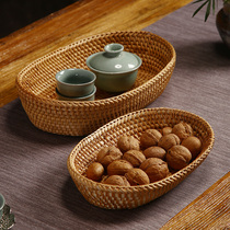 Vietnamese rattan fruit plate tea Dish Home creative desktop snack storage basket dried fruit plate handmade bamboo fruit basket