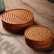 Handmade bamboo tea cake box carrying basket moon cake box refreshment box creative desktop tea set storage box gift packaging box