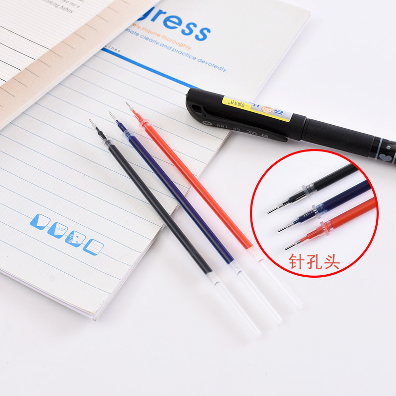 Для ядра 100支中性笔碳素水笔芯0.5mm子弹头全针管头0.38替芯蓝红黑色批发