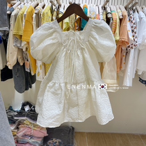 South Korean childrens children 2021 Summer style Super Fairy Princess Skirt Girl Foreign Gas Loose Solid Bubble Sleeve Dress