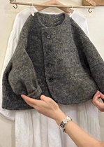 Woolen short coat for men and women middle and older children 2024 autumn and winter new style baby and children cocoon-shaped handmade double-sided woolen coat