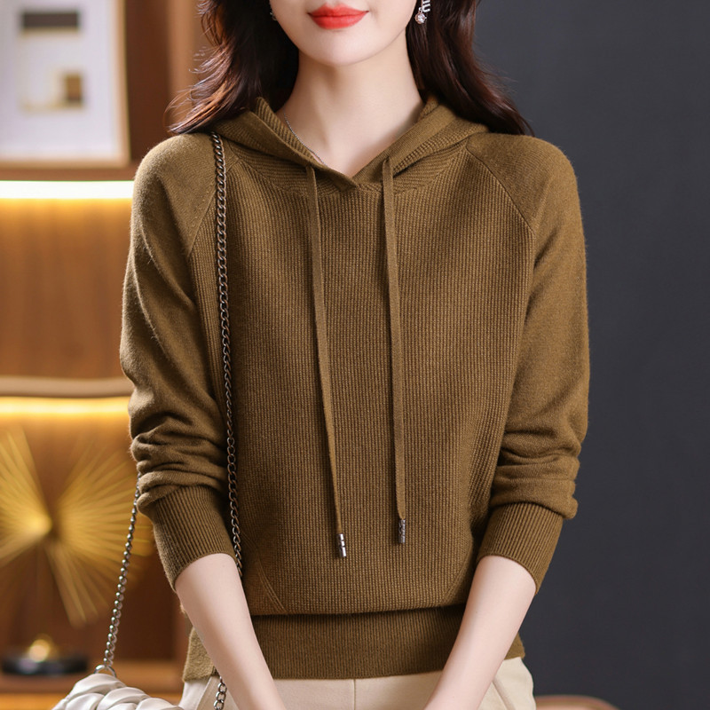 Wool Sweater for Women, New Autumn and Winter Style, Hooded, Stylish, Fashionable Knit Hoodie, Casual Versatile Top, Sweatshirt, Base Layer Wool Sweater for Women, New Autumn and Winter Style, Hooded, Stylish, Fashionable Knit Hoodie, Casual Versatile Top, Sweatshirt, Base Layer