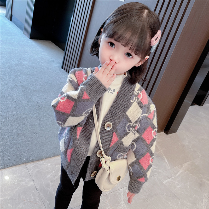 Girls sweater sweater 2022 new children's Han - baby baby's spring and autumn knitting coat
