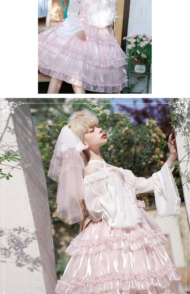 星纱恋曲 lolita裙正版原创jsk三段蛋糕裙纯色洛丽塔吊带连衣裙