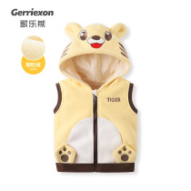 2021 baby vest spring and autumn childrens little tiger boy outerwear vest plus fleece warm vest jacket hooded