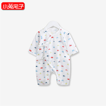 Little rabbit house newborn spring and summer cotton double gauze strap jumpsuit baby thin ha clothes baby climbing clothes