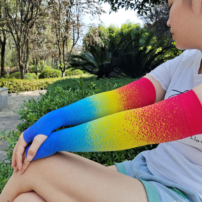 Ice sleeve sports running sunscreen sleeve marathon riding women's male color print trend anti-UV ice arm 3D color