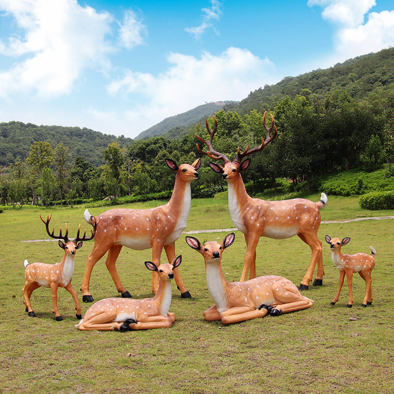 Outdoor Courtyard Flower Garden Forest Landscape Simulation Animal Decoration Pendulum glass fiber emulation plum flower deer sculpture pendulum piece big