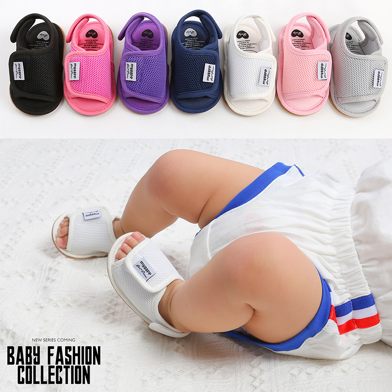 Summer baby mesh sandals 0-1 years old male and female baby toddler shoes 4-7-9 months rubber sole anti-collision baby shoes - Taobao