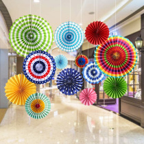 Paper fan flower decoration Kindergarten corridor Classroom environment Shopping mall opening event scene arrangement Annual meeting supplies pendant