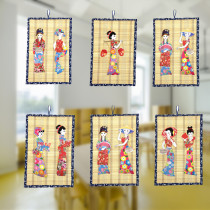 Kindergarten blue calico edging DIY bamboo curtain hanging Preschool education Meilao Huanchuang decoration Chinese style bamboo hanging hanging