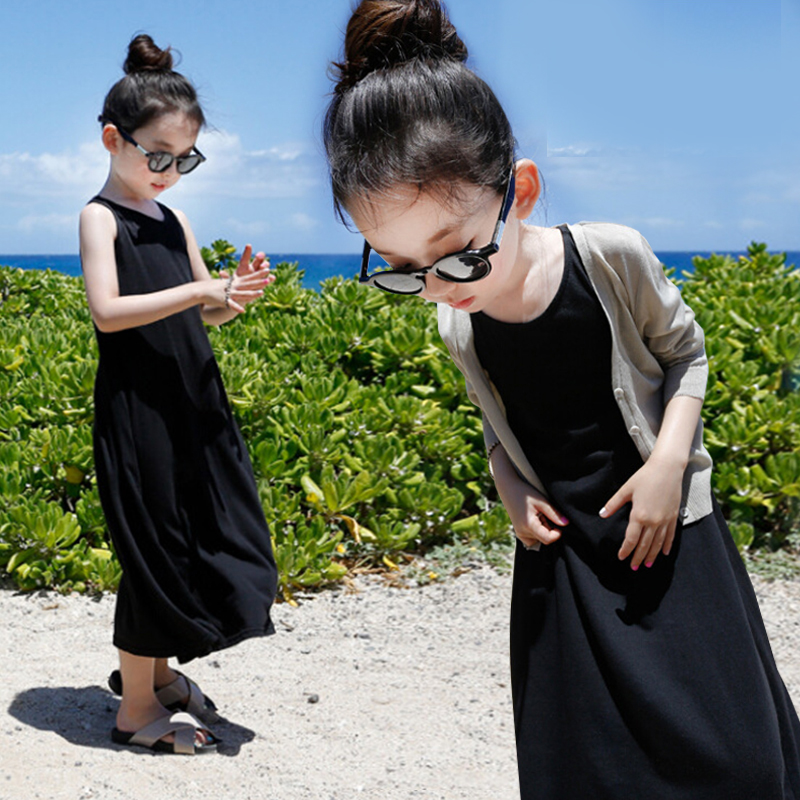 Girl Foreign Dress Pure Cotton Vest Long Dress Beach Skirt Summer Dress Han Edition Children's Pod Dress CUHK Kid Fashion Baby