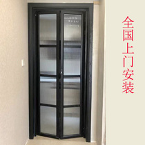 上海窄边小折叠卫浴门室内复古大折叠门厨房钢化玻璃无下轨隐形门