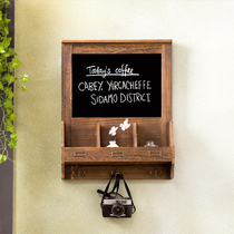 Vintage old zakka home shop wall-mounted flower rack small blackboard meter box decorative occlusion box Message board