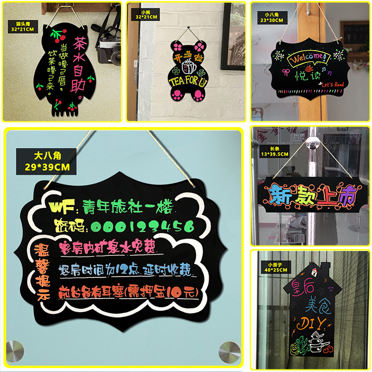 Double sided writable hanging small blackboard creative door card home message board shop with ground stand billboard price plate