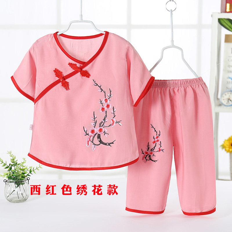 . Childrens bông lụa pajama set mùa hè mỏng điều hòa không khí quần áo nhỏ và trẻ chàng trai cô gái với nhà ngắn tay.