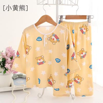 . Girls đồ ngủ mùa hè lụa mỏng 1-3 tuổi con em bé mặc 2 Hàn Quốc phiên bản của bé ngắn tay phù hợp với băng mùa hè.