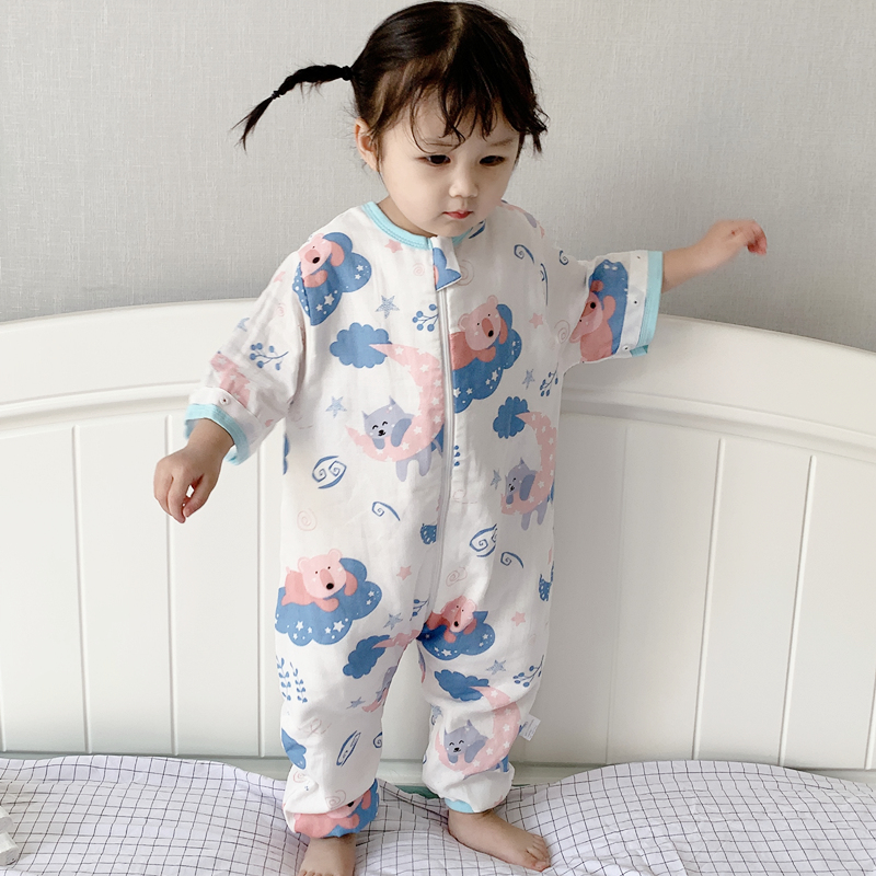 . Childrens jumpsuit cô gái mùa hè điều hòa không khí quần áo bảo vệ bụng mỏng Hàn Quốc phiên bản leo nhà cô gái mùa hè quốc phòng.