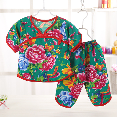 . Childrens bông lụa pajama set mùa hè mỏng điều hòa không khí quần áo nhỏ và trẻ chàng trai cô gái với nhà ngắn tay.