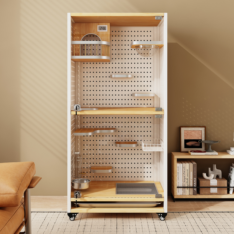 Totoro Cage, Extra-Large Villa, Luxurious Perforated Board, Solid Wood Cage, Pet Squirrel, Sugar Glider, Movable Cage