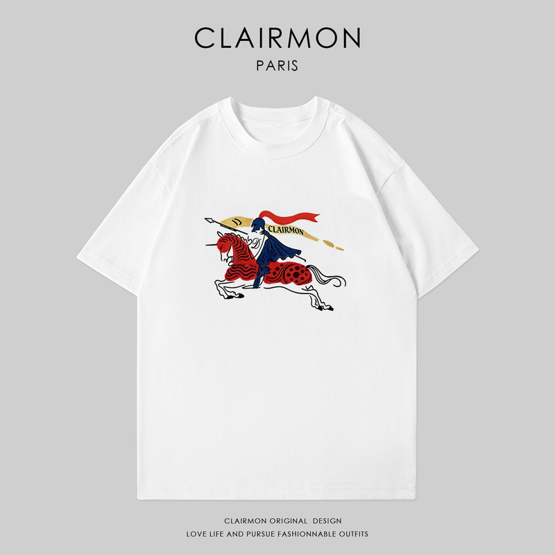 French Clairmon American-Style Heavyweight 2026 New Casual Loose Round-Neck Short-Sleeve T-Shirt Half-Sleeve Unisex