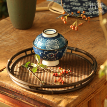 Tea tray tray Bamboo Woven Mat Noodle Tea Tray Idle Tea Set Tea Set tray Dry Bubble Tea Road Pendulum Piece Tea Track Zero Fit