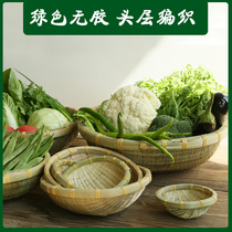 Handmade bamboo products round dustpan Household farm drying basket Blue storage basket dish drain basket Kei basket