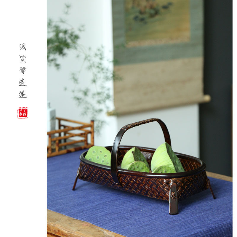 Small basket Small fruit basket Vintage old basket storage basket Snack snack basket Tea table storage basket furnishings