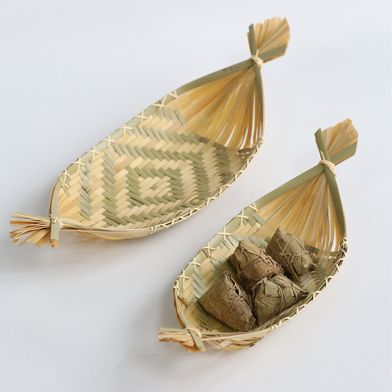 Creative dinner plate bamboo weaving small dustpan fruit plate storage basket bamboo weaving fruit plate snack basket small fruit plate bamboo weaving dish