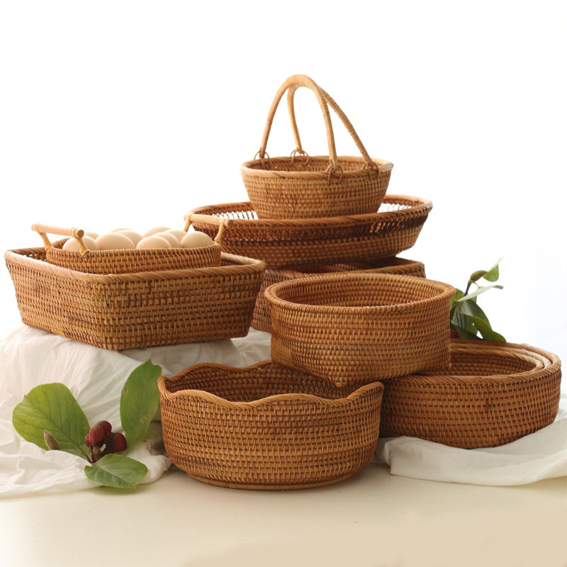 Wood Good Rattan made of fruit pan Steamed Bread for Home Living room Creative Basket Bread Basket Containing basket Tea Point Box Bread Basket