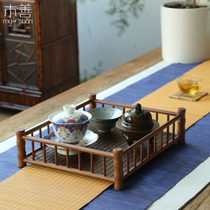 Bamboo tray tea set storage tray tea cup holder retro tea tray small tray coffee table finishing rack storage rack