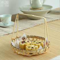 Wood good bamboo woven basket snack basket pastry basket storage basket handmade bamboo basket dry fruit plate hanging basket tea ceremony
