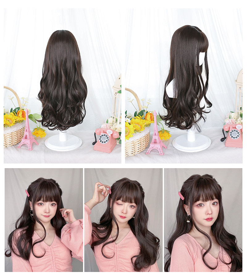 女装 空気感前髪ロングウェーブ姫系ウィッグ