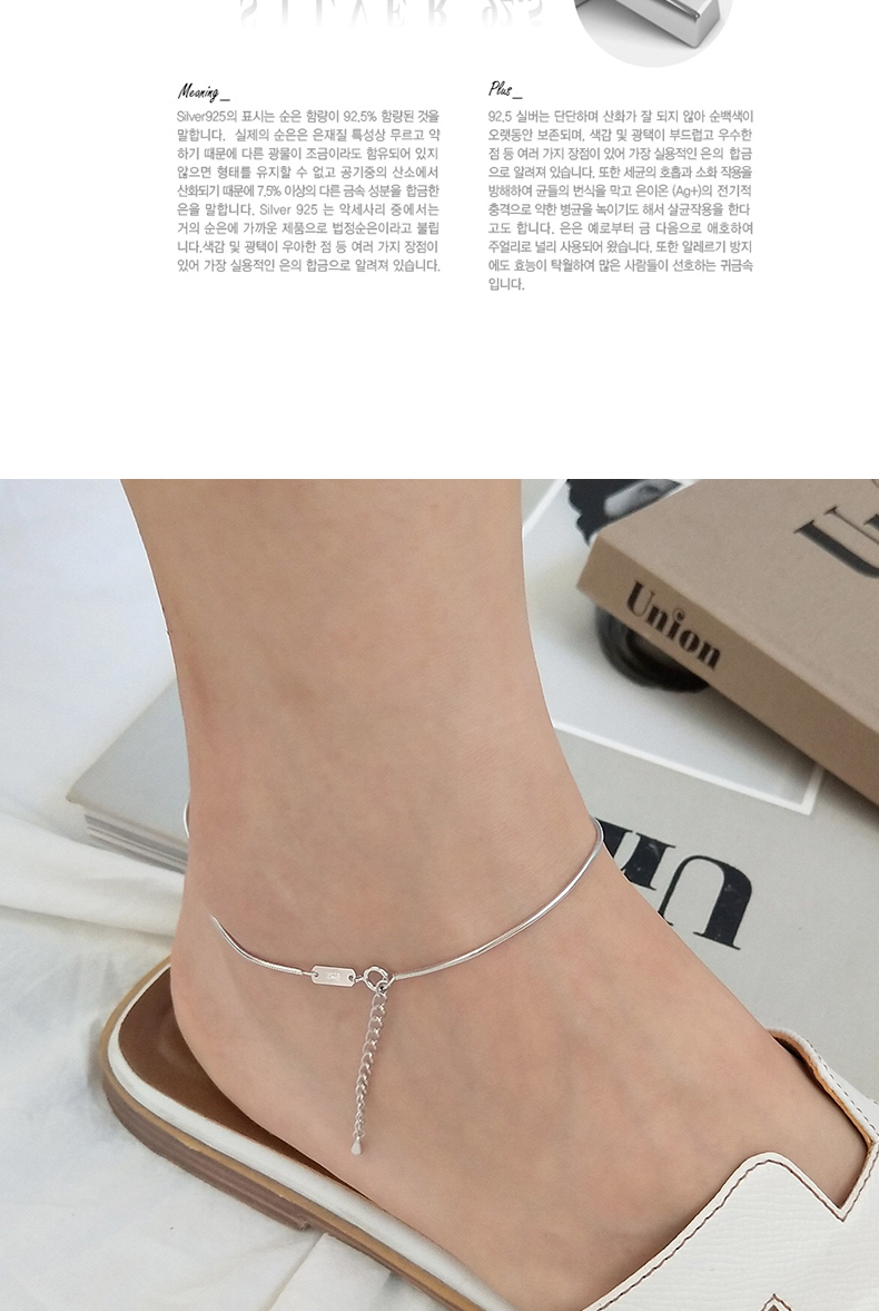 925 sterling bạc rắn xương vòng chân nữ chuỗi mắt cá chân mỏng 2019 phiên bản tiếng Hàn mới của sinh viên đơn giản lạnh chân gió vòng chân vòng chân