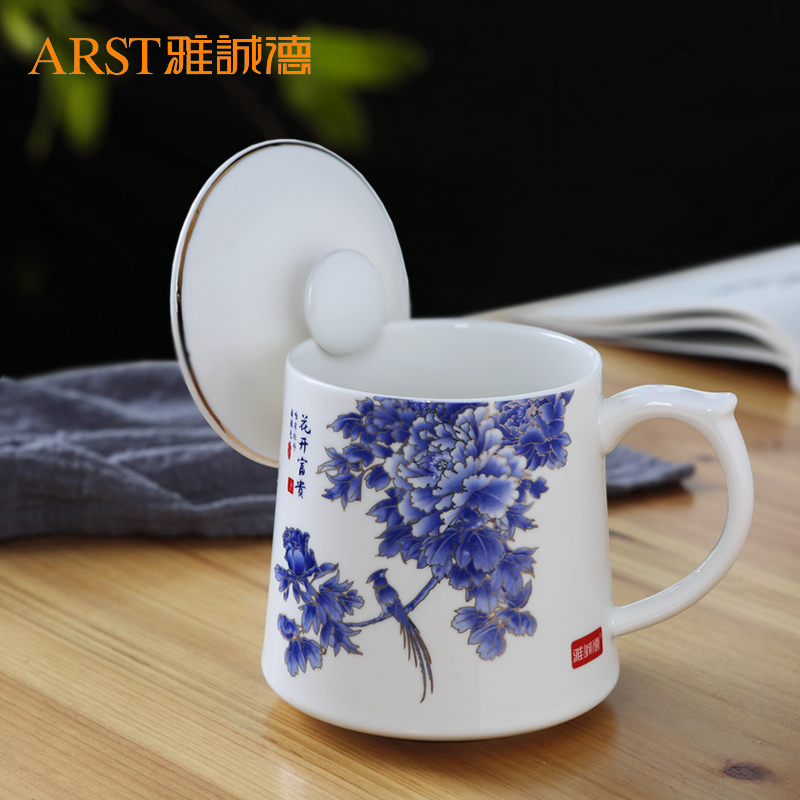 Ya cheng DE gen cups of tea every ceramic cups, large capacity cup with cover glass working meeting of the custom LOGO