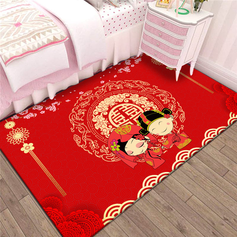 Chinese style Festive Ground Mat Carpet Wedding Wedding Joy into the house Entrance Door Mat Living Room Bedroom Bathroom Mat Sofa Bed sofa bedside mat