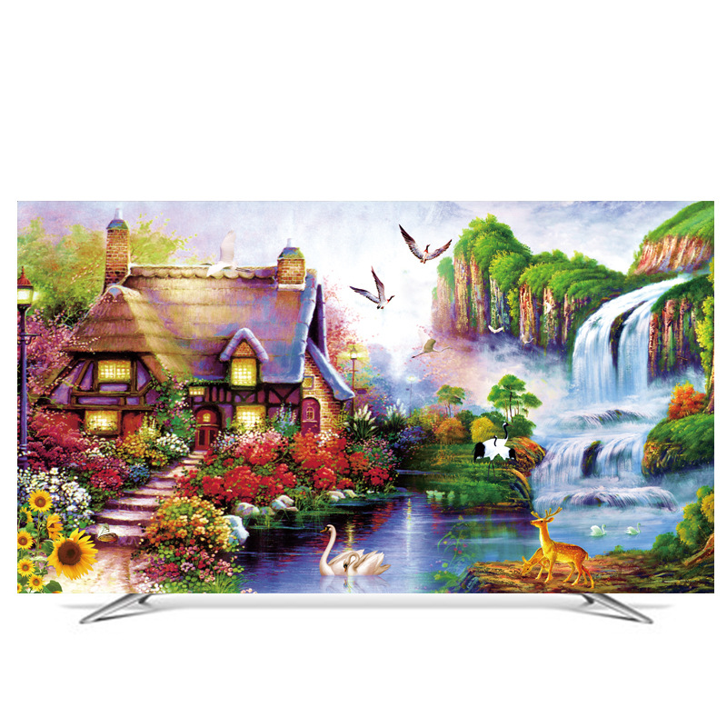 Nordic oil painting TV set dust cover cloth hanging 55 inch 60 inch 70 inch LCD TV dust cover cloth