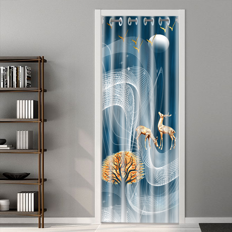 Perforated door curtain partition window shielded from wind cloth Art Bedroom Home Toilet Fitting Room Kitchen Make-up Room Cloth Curtain