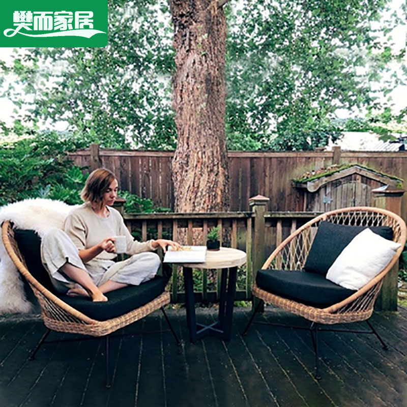 Outdoor vine chair three piece balcony small sofa living room Tea room courtyard and leisure creative vine combination